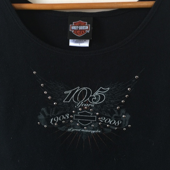 😊 Harley Davidson Sleeveless Blk Crop Top - Picture 2 of 6